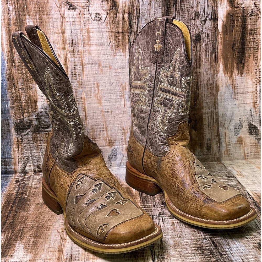Tin Haul Men's High Roller Brown Leather Western Boots Size 7